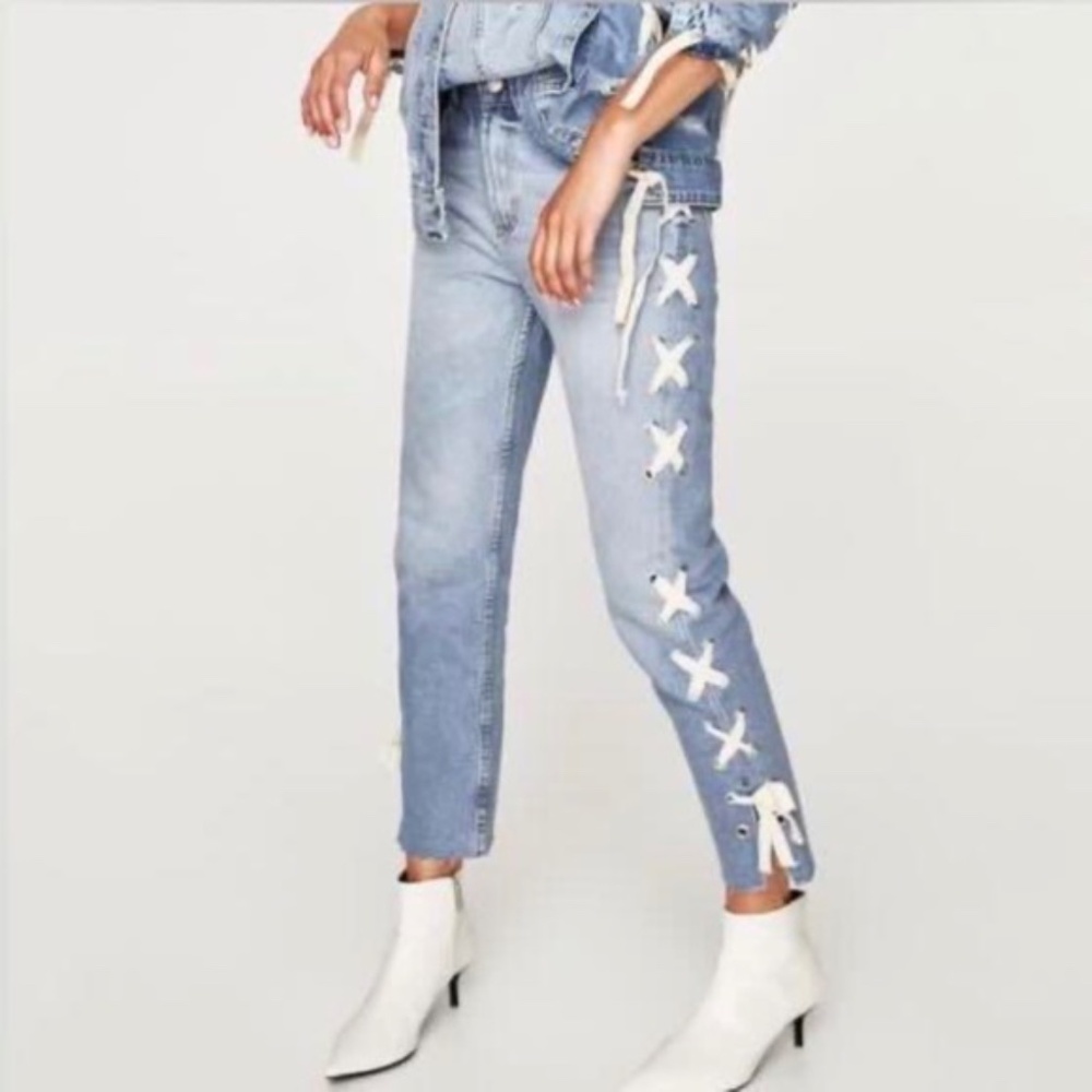 Zara Lace Up Side Straight Leg Jean